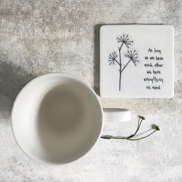 Porcelain Floral Coaster - "As long as have each other" Floral Gift for Friend, Decorative Home Décor