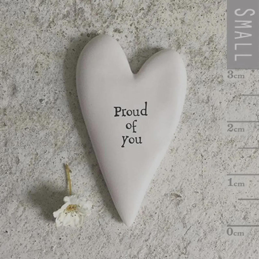 Mini Porcelain Heart Token, Keepsake Birthday Gift, Proud, Amazing, Love, Brave, Hug