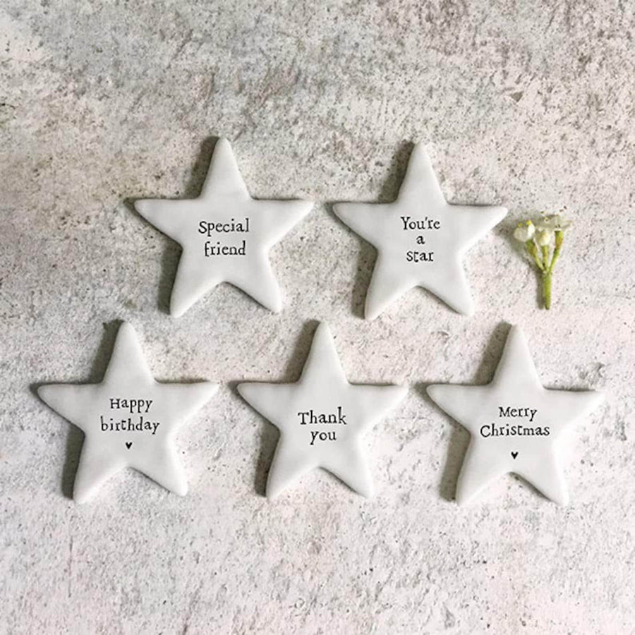 Tiny Porcelain Star Token With Words, Gift Token, Keepsake Gift, Mini Porcelain Star, Thank You Gift, Birthday Gift Friends