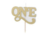 Gold One Birthday Candle - Cold Gold 1st Birthday Cake Topper - Modern First Birthday Decorations - 6.5cm One Candle for High Chair Cake