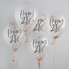 Happy 21st Birthday Confetti balloons 5 pack, 21st Birthday party balloons, 21st balloons, confetti balloons, rose gold balloons, 21 party