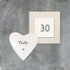 Mini Porcelain 30th Birthday Heart Dish, 30th Ring Birthday Gift, 30th Birthday Keepsake, East of India Porcelain Gift