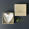 East of India Small Scallop Heart Dish – Love you more, Gift for loved ones, Valentine's Gift, Birthday Gift, Letterbox gift