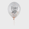 5 Rose Gold 'Happy 40th' Balloons ,Happy 40th Birthday Confetti balloons 5 pack, 40th Birthday balloons, 40th helium , rose gold balloons,
