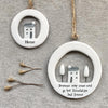 East of India Ceramic Cut out "Friendships" Round House Hanging Decoration 5x5cm