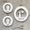 East of India Ceramic Cut out "Guardian angel just for you" Hanging Decoration 5x5cm