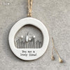 East of India Ceramic Cut out "You are a lovely friend" Hanging Decoration 5x5cm