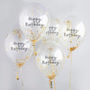 Happy Birthday Balloons x 5, Gold Latex Confetti Balloon Bundle, Gold Balloons , balloon bundle, Birthday party decorations