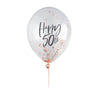 Happy 50th balloons 5 pack, 50th Birthday balloons, 50th helium balloons, confetti balloons, rose gold balloons, 50 party