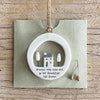 East of India Ceramic Cut out "Friendships" Round House Hanging Decoration 5x5cm