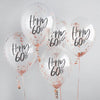 Happy 60th Birthday Balloons, 5 x Rose Gold 'Happy 60th' Confetti Balloons, 60th Birthday Decorations, 60th Balloons, 60th Party Supplies