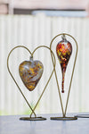 Heart Shaped Metal Ornament Stand - Gold Hanging Display Stand for Glass Ornaments, Suncatchers & Crystal Decorations