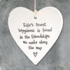 East of India Ceramic Heart Sign: Friendship Quote, Hanging Decoration, Friendship Token