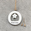 Porcelain Round Flower "Friends Always" Birthday Hanging Gift Decor 3.5cm