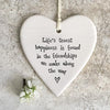 East of India Ceramic Heart Sign: Friendship Quote, Hanging Decoration, Friendship Token