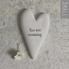Mini Porcelain Heart Token, Keepsake Birthday Gift, Proud, Amazing, Love, Brave, Hug