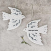 East of India White Ceramic Dove Bird Follow your Dreams Tree Hanging Decoration 8x8cm,Friends Gift, Birthday gift