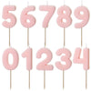 Light Pink Numbers Birthday Candles  01,02,03,04,05,06,07,08,09,  Cake Topper, Single Number Candle ,1st, 18th, 21st, 30th, 40th, 50th, 60th