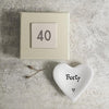 40th Forty Porcelain Heart Shaped Boxed Inscribed Dish with Pretty Heart, Birthday Gift, Keepsake Ornament, friends birthday