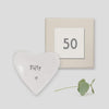 50th  Fiftieth Porcelain Heart Shaped Boxed Inscribed Dish with Pretty Heart, Birthday Gift, Keepsake Ornament,  50th Ring Birthday Gift