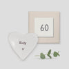 60th Sixtieth  Porcelain Heart Shaped Boxed Inscribed Dish with Pretty Heart, Birthday Gift, Keepsake Ornament